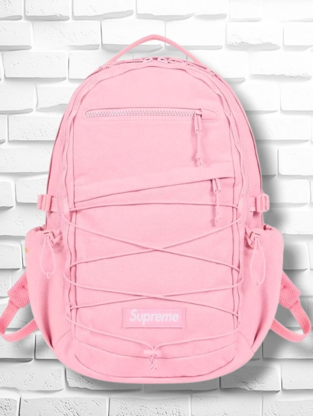 Supreme Pink Bungee Front BackpackSupreme Backpack SS25 Light Pink Box Logo
